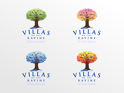 Villas on the Ravine circles colorful dots logo pointillism ravine seasonal tree