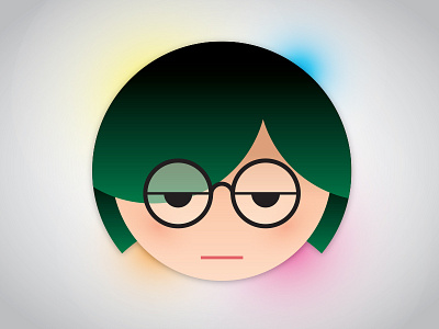 Gin-chan Green Hair avatar face floating green green hair head icon illustrator minimal