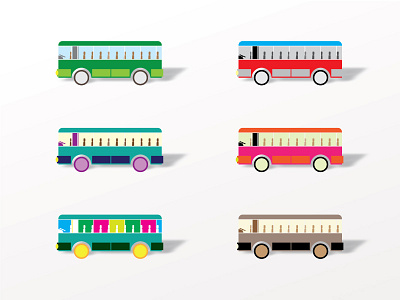 Bus in 6 colors bus color sets colors minimal