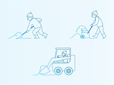 Snow Removal Dudes blue drawings icon line art simple snow removal