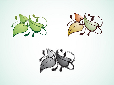 Three Leaves drawing green icon leaf leaves