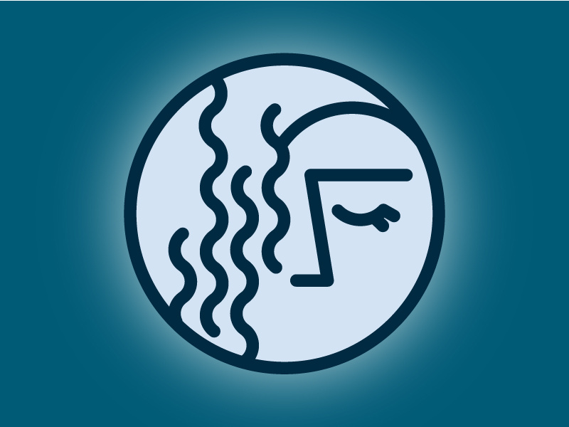 New Moon Icon face blue fat line lines minimal icon moon