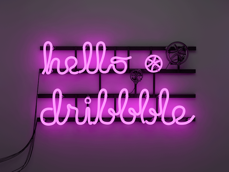 Hello Dribbble 3d animation c4d hello dribbble neon sign