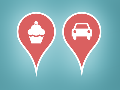 Re-Membr App Car & Cupcake Map Pins app flat map pin re-membr