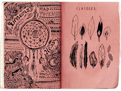 Feathers & Dreams asia aztek dreamcatcher feathers hippie illustration