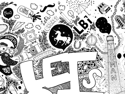 Let's Get Lost LDN canvas illustration ink lbi london pencil typography