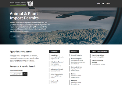 Animal & Plant Import Permits — App angular animals app importing mpi ui ux