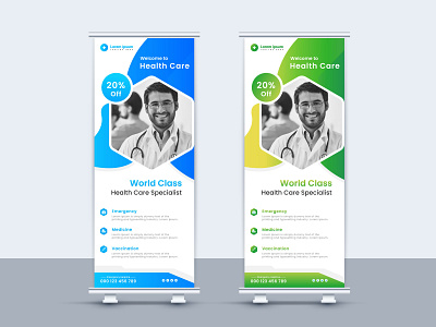 Roll Up Banner Design banner branding clinic banner corporate banner creative design creative banner design doctor banner flat graphic design health banner illustration medical health rollup banner rollup banner design stand banner vector