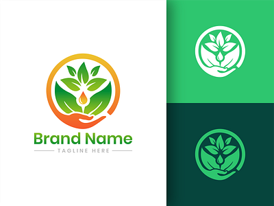 Natural Oil Drop hand logo app logo brand logo branding creative design design flat graphic design hand hand logo logo logo design logo icon logos logotype natural natural logo oil drop oil logo vector vector logo