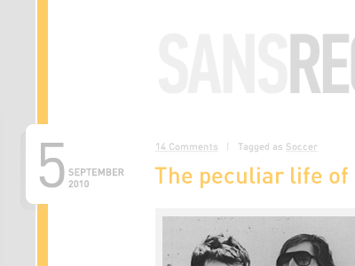 Sans Regret blog gray header yellow