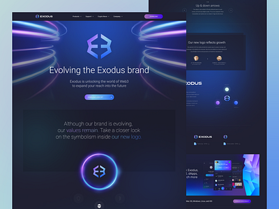 Exodus Brand Web Page brand branding dark ui logo microsite neon one page ui ux web web design webdesign