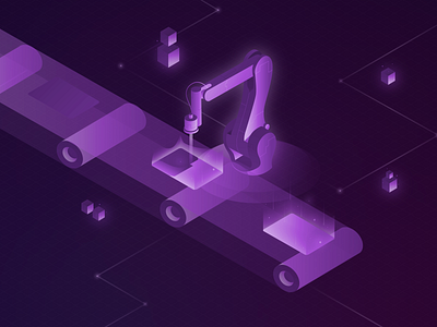 Isometric Illustration - Laser Cleaning arm isometric isometry laser production purple technical