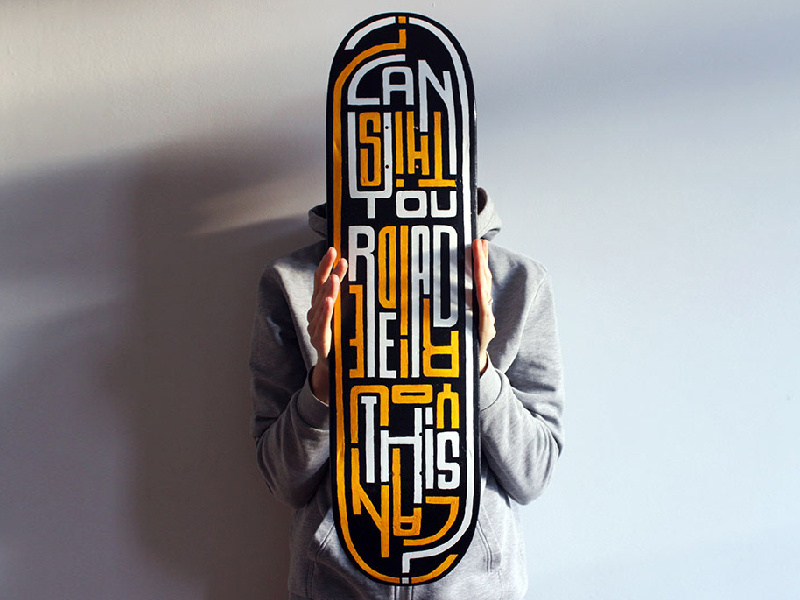 Can you read/ride this? black molotow handmade type lettering custom skateart deck skate board skateboard