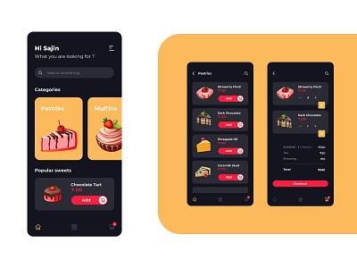 Online Sweet Ordering App - Dark brand clean design illustration logo typography ui ux vector web