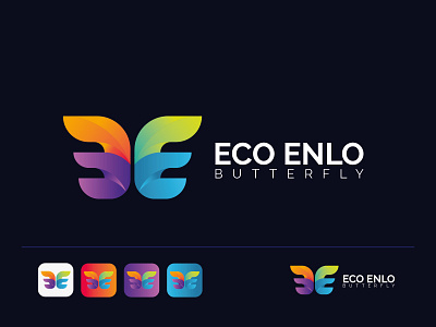 Eco enlo butterfly logo 3d butterfly 3d e logo 3d logo abstract logo brand identity branding butterfly logo colorful logo e logo ee logo gradient logo iconic logo illustration letter logo logotype minimalist logo modern logo nature logo professional logo simple logo