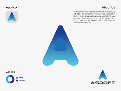 Asdoft logo design a logo abstract app brand identity branding business colorful gradient iconic illustration letter lettermark logo logotype modern professional simple ui vector versatile