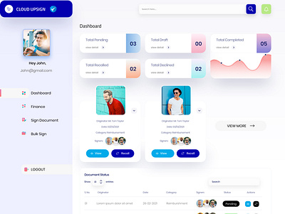 Cloud Upsign Dashboard Design branding design illustration ui uidesign uiux ux uxdesign