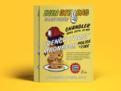 Even Stevens Sandwiches Handbill - French Toast Madness!! event branding poster poster design print