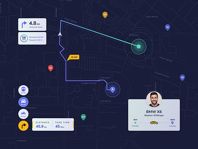 Tracking journey on map app branding design ui ux