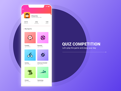 Quiz Competition My Profile app design flat icon ui ux