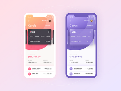 Visa Card app design flat ui ux