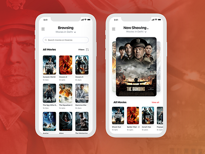 Now Showing Browsing app design ui ux