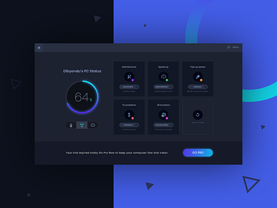 Computer status Dashboard Presentation app design minimal ui ux web website