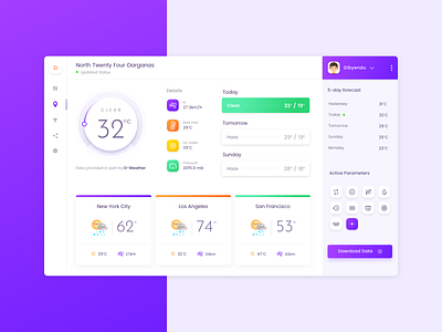 Weather Dashboard app design minimal ui ux web website