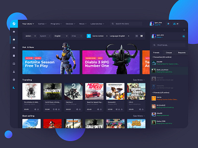 Steam App - Game Platform app clean dark app dark ui dashboard design games gamestore interface marketplace redesign redesigned steam store trends ui uidesign uiux ux