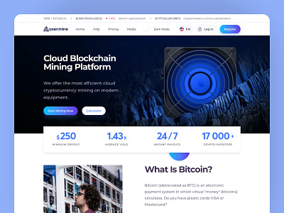 Crypto Mining Platform clean crypto cryptocurrency design homepage interface trends ui uidesign uiux ux