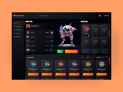 NFT Gaming MainPage crypto dark game interface nft nftgame ui
