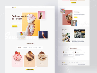 Ice.coo Landing Page agency creative dailyui food food and drink foodie homepage icecream interface landing page minimal popular shot restaurant startup store trends web web design webdesign website