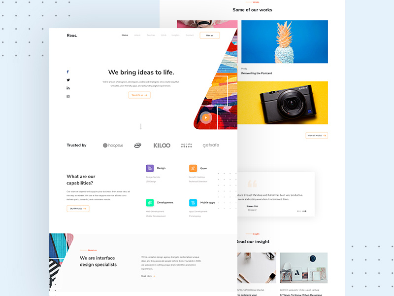 Landing Page -Rous. Digital Agency by Sarwar Ahmed on Dribbble