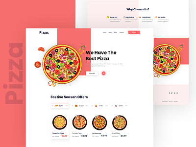 Pizza- Landing Page agency app branding creative design homepage illustration interface landing minimal pizza pizza box pizza hut pizza menu ui ux vector web webdesign website