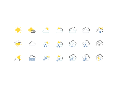 Weather icon set outline & solid