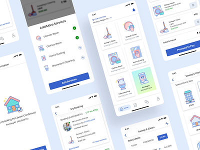 On-demand maid booking app app design booking app cleaning services human interface guidelines ios app maid service minimalistic on demand booking online maid booking service app uidesign