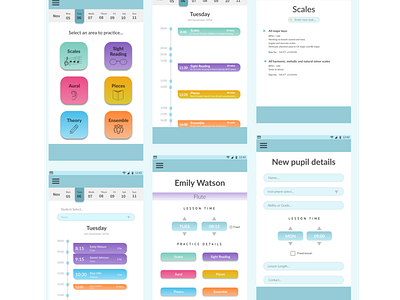 My Music Practice - App Design app calendar app music task flow task management timetable to do app ui ux