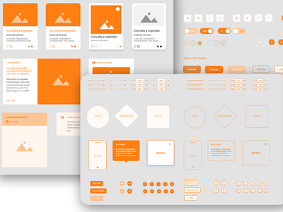wireframes cards graph charts buttons
