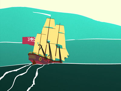 The Lady Penrhyn 3d animation flat flat 3d flat animation limited color palette ocean ship water