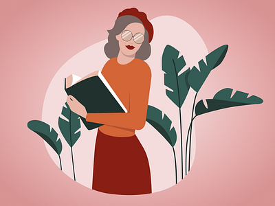 Women with a book illustration