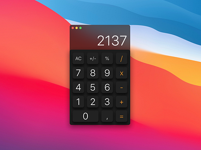 Calculator app big sur calculator dailyui dailyui 004 dark design figma osx ui