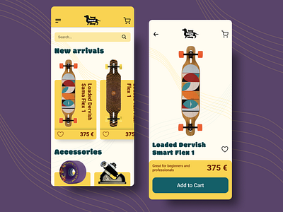Longboard shop app dailyui design figma illustration ios ui ux