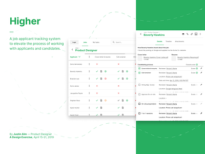 Higher — A job applicant tracking system design system product design ui ux web app web application design