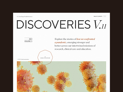 UCSD Discoveries Magazine animation branding clean covid design editorial homepage magazine minimal pandemic scroll stories story telling type typography ui web webdesign website