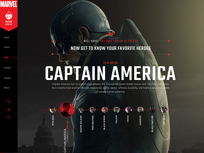 Marvel / Civil War Content Hub Concept black panther captain america civil war comics heroes iron man marvel movies spider man ui ux website