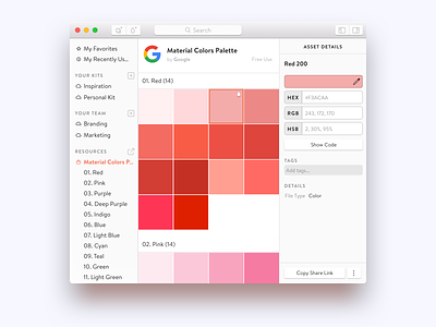 Google Material Colors in Lingo! app asset color free google lingo mac material os x palette resource visual