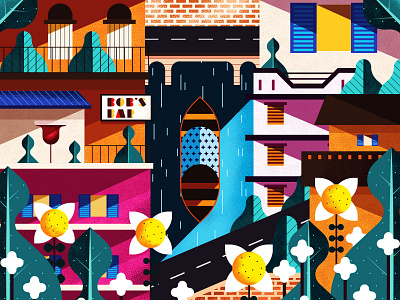 Cityscape and Friendship Illustration