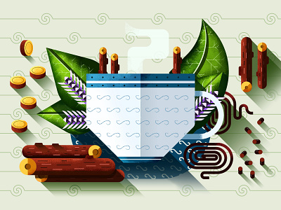 Licorice - The Good Pills beverages candy cup editorial editorial art editorial illustration flower geometric herbs illustration licorice liquorice magazine medicine tea