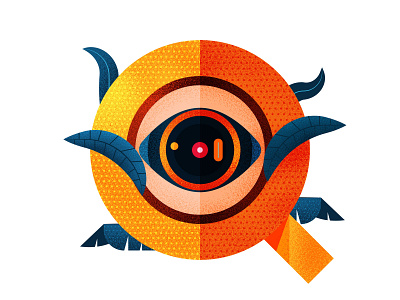 Quest search illustration 36daysoftype abstract alphabet eyeball geometric illustration leaves letter o magnifying glass search shapes spot illustration texture
