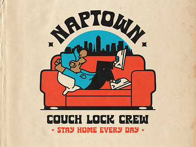 Naptown Couch Lock Crew 420 cartoon chronic sans couch illustration indianapolis naptown paper texture retro stay home stayhome true grit texture supply